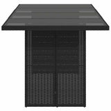 Garden Table with Glass Top Black 190x80x74 cm Poly Rattan - 45-Degree Angle
