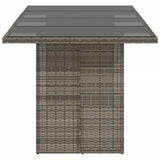 Garden Table with Glass Top Grey 190x80x74 cm Poly Rattan