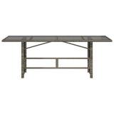 Garden Table with Glass Top Grey 190x80x74 cm Poly Rattan