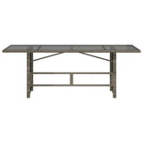 Garden Table with Glass Top Grey 190x80x74 cm Poly Rattan - Rear View