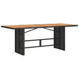 Garden Table with Acacia Wood Top Black 190x80x74 cm Poly Rattan - Front View