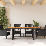 Garden Table with Acacia Wood Top Black 190x80x74 cm Poly Rattan - Side View