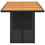 Garden Table with Acacia Wood Top Black 190x80x74cm Poly Rattan
