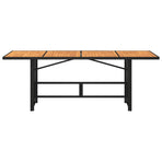 Garden Table with Acacia Wood Top Black 190x80x74cm Poly Rattan