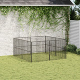 Dog Playpen 8 Panels Black Galvanised Steel - Side View