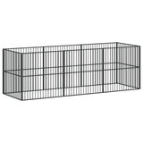 Dog Playpen 8 Panels Black Galvanised Steel - Close-Up Angle