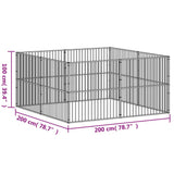 Dog Playpen 8 Panels Black Galvanised Steel