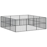 Dog Playpen 12 Panels Black Galvanised Steel - Front View