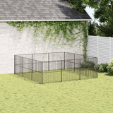 Dog Playpen 12 Panels Black Galvanised Steel - Side View