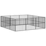 Dog Playpen 12 Panels Black Galvanised Steel - Rear View