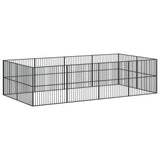 Dog Playpen 12 Panels Black Galvanised Steel - Close-Up Angle