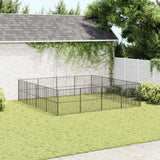 Dog Playpen 16 Panels Black Galvanised Steel