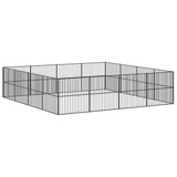 Dog Playpen 16 Panels Black Galvanised Steel