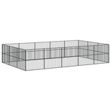Dog Playpen 16 Panels Black Galvanised Steel - Close-Up Angle