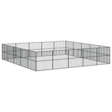 Dog Playpen 20 Panels Black Galvanised Steel - Front View