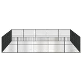 Dog Playpen 20 Panels Black Galvanised Steel - 45-Degree Angle