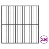 Dog Playpen 20 Panels Black Galvanised Steel - Low Angle