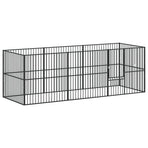 Dog Playpen 8 Panels Black Galvanised Steel