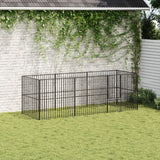 Dog Playpen 8 Panels Black Galvanised Steel - Side View