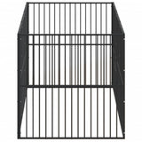 Dog Playpen 8 Panels Black Galvanised Steel - 45-Degree Angle