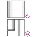 Dog Playpen 8 Panels Black Galvanised Steel - Low Angle