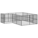 Dog Playpen 12 Panels Black Galvanised Steel - Front View