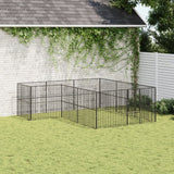 Dog Playpen 12 Panels Black Galvanised Steel - Side View