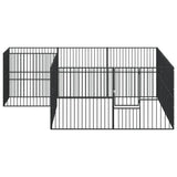 Dog Playpen 12 Panels Black Galvanised Steel - Top-Down View