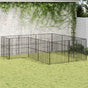 Dog Playpen 12 Panels Black Galvanised Steel