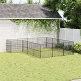 Dog Playpen 16 Panels Black Galvanised Steel - Side View