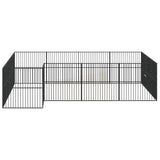 Dog Playpen 16 Panels Black Galvanised Steel - 45-Degree Angle