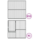 Dog Playpen 16 Panels Black Galvanised Steel - Low Angle