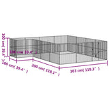 Dog Playpen 16 Panels Black Galvanised Steel - Extra Image