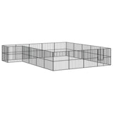 Dog Playpen 20 Panels Black Galvanised Steel - Front View