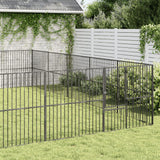 Dog Playpen 20 Panels Black Galvanised Steel - Side View