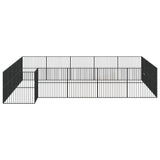 Dog Playpen 20 Panels Black Galvanised Steel - 45-Degree Angle