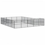 Dog Playpen 20 Panels Black Galvanised Steel - Rear View