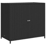 Garden Storage Cabinet Black 83x45x76 cm Poly Rattan - Front View