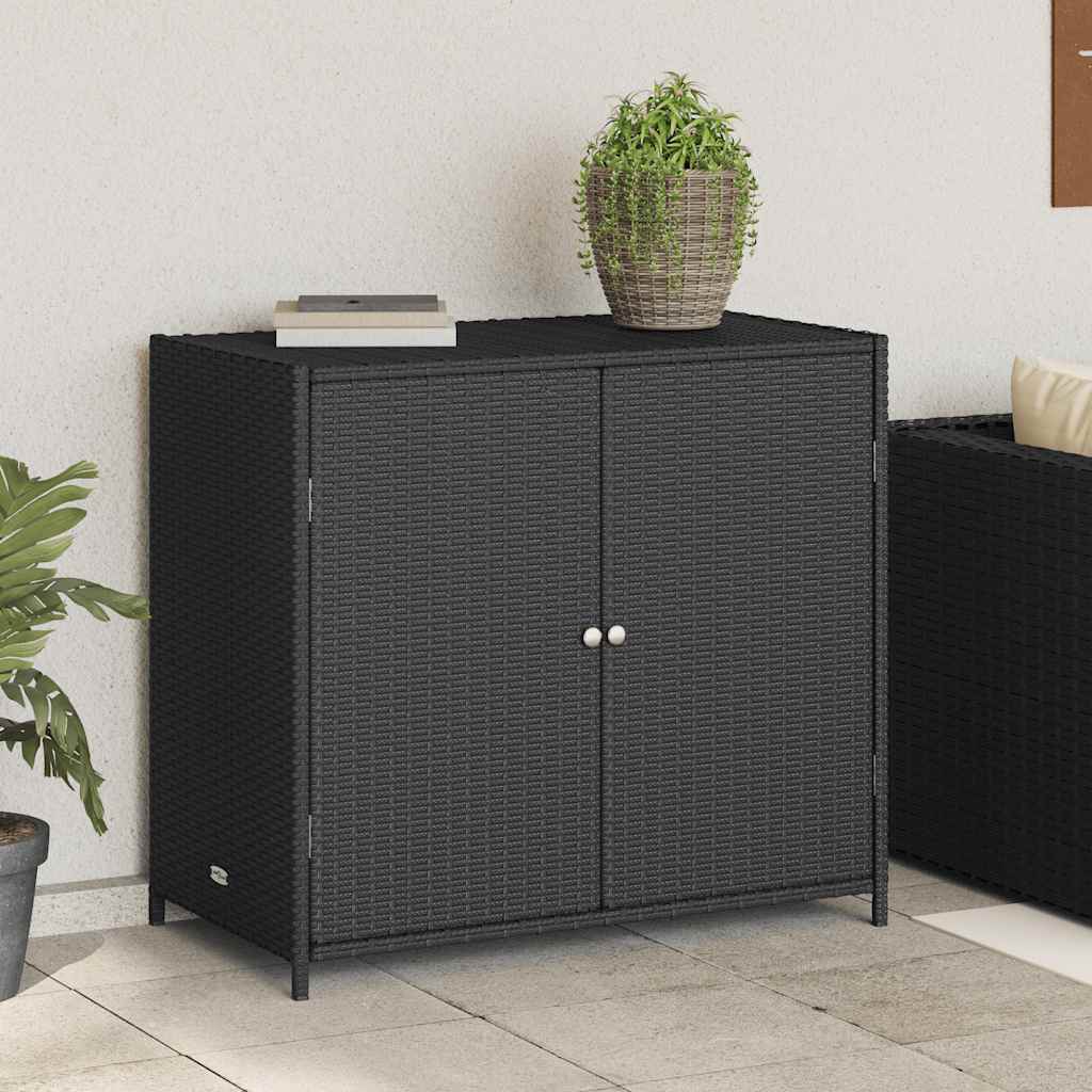 Garden Storage Cabinet Black 83x45x76 cm Poly Rattan