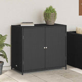 Garden Storage Cabinet Black 83x45x76 cm Poly Rattan - Side View
