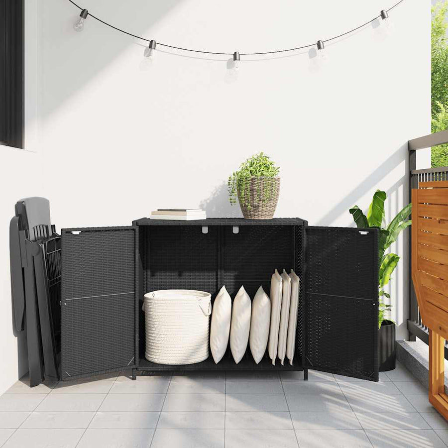 Garden Storage Cabinet Black 83x45x76 cm Poly Rattan