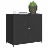 Garden Storage Cabinet Black 83x45x76 cm Poly Rattan - Top-Down View