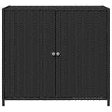Garden Storage Cabinet Black 83x45x76 cm Poly Rattan - Rear View