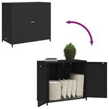 Garden Storage Cabinet Black 83x45x76 cm Poly Rattan - Extra Image