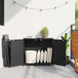 Garden Storage Cabinet Black 83x45x76 cm Poly Rattan