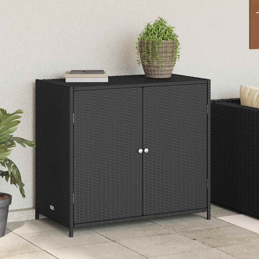 Garden Storage Cabinet Black 83x45x76 cm Poly Rattan
