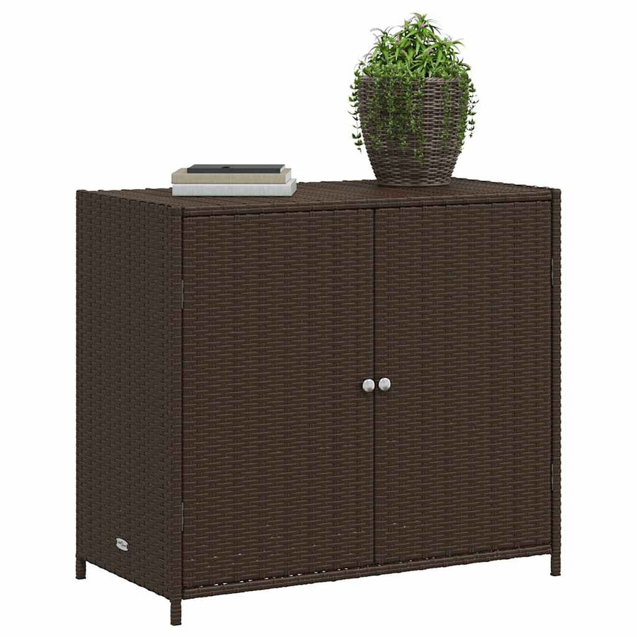 Garden Storage Cabinet Brown 83x45x76 cm Poly Rattan
