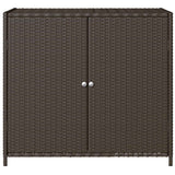 Garden Storage Cabinet Brown 83x45x76 cm Poly Rattan - Rear View