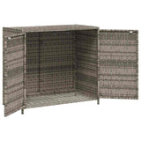 Garden Storage Cabinet Grey 83x45x76 cm Poly Rattan - Rear View