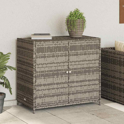 Garden Storage Cabinet Grey 83x45x76 cm Poly Rattan
